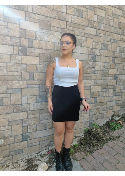 kadıfe Beli Lastikli Astarsız Mini Etek fiyatları