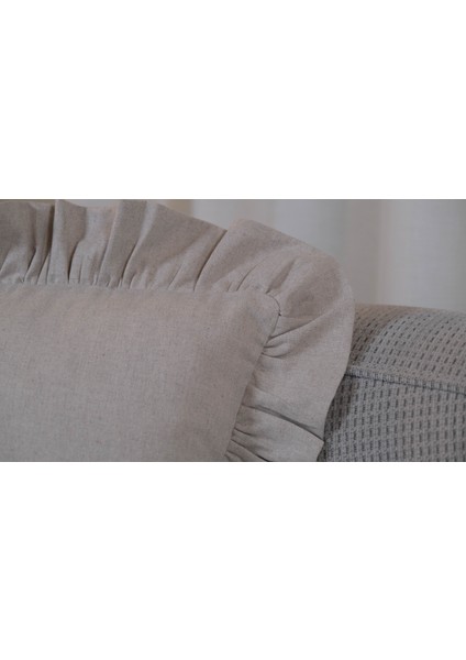 Fırfırlı Keten Kırlent Kılıfı 40 x 40 cm Iskandinav - Bohem (Keten Kumaş Ince Değildir. Tok Yapıda ve Üst Kalitededir.) modelleri