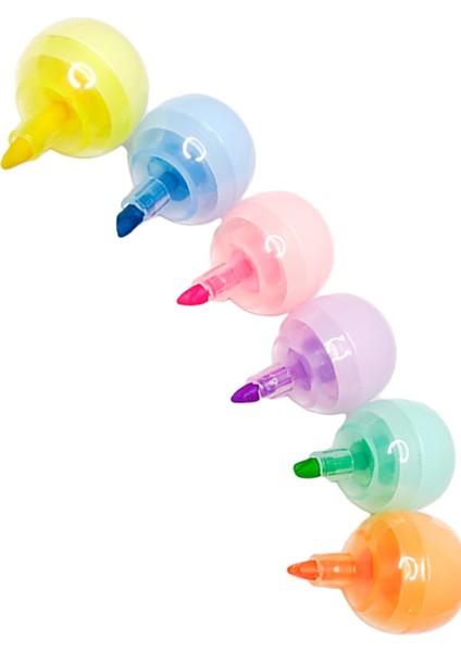 6lı Fosforlu Kalem Lolipop Tasarımlı Fosforlu Kalem Renkli Lolipop Kalem Seti