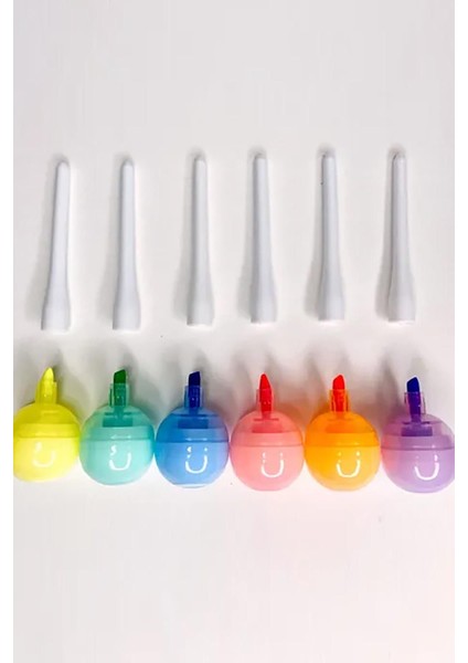 6lı Fosforlu Kalem Lolipop Tasarımlı Fosforlu Kalem Renkli Lolipop Kalem Seti