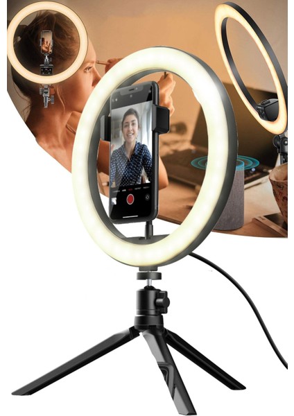 Ring Light Sürekli Işık 8 Inch Halka Işık Youtuber Video Makyaj Kuaför Işığı 20 cm