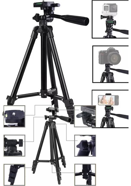 Profesyonel 102 cm Fotoğraf Yayın Tripotu Profesyonel Fotoğraf Makinesi Tutucu 3120