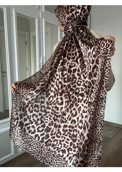 İpek Saten Şal Kahverengi Leopar Desen fiyatları