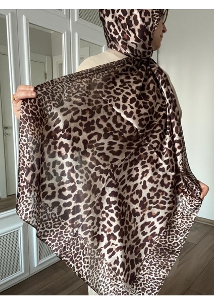 İpek Saten Şal Kahverengi Leopar Desen fırsatları