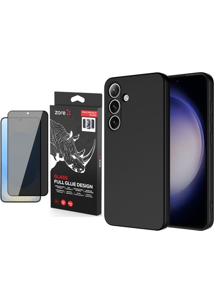 Samsung Galaxy S25 Plus Kılıf Zore Mara Lansman Kapak + Premium Privacy Temperli Cam Ekran Koruyucu