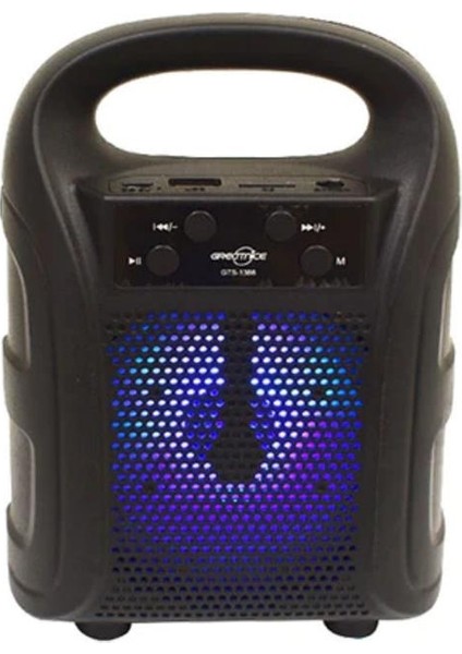 Tutmalı Mini Hoparlör Işıklı Taşınabilir Bluetooth Wireless Radyolu Sd Kart ve USB Girişli Hoparlör