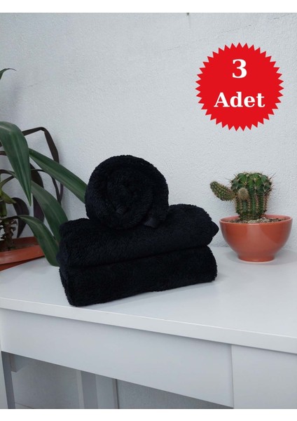 3'lü Siyah Mikrofiber Boya Tutmayan Kuaför Havlusu Berber Havlusu - 50x90 cm - Leke ve Solmaya Dayanıklı
