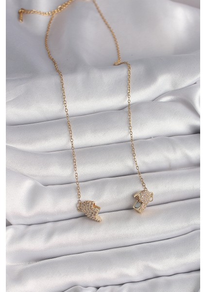 316L Çelik Gold Renk Zincir Zirkon Taşlı Mıknatıslı Kalp Model Kadın Kolye modelleri