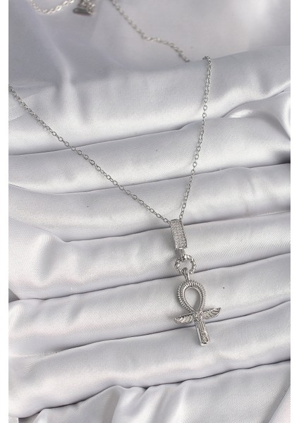 316L Çelik Gümüş Renk Zincir Ankh Model Kadın Kolye fiyatları