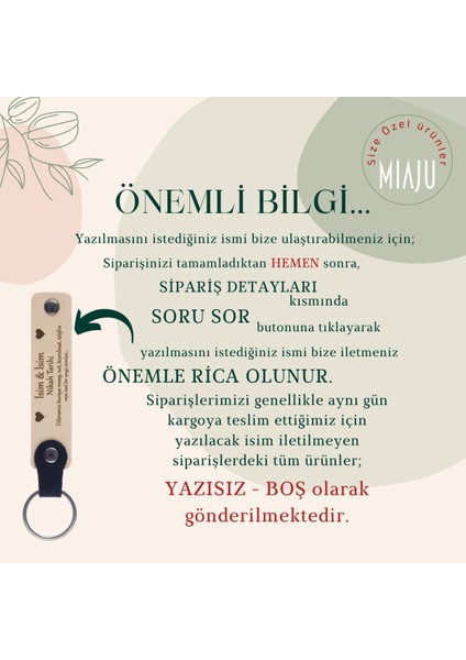 Isme Özel, 50' Li, Nikah Töreni ve Kutlamaları Için, Yeni Çiftlere Hediyelik Deri Hatıra Anahtarlığı modelleri