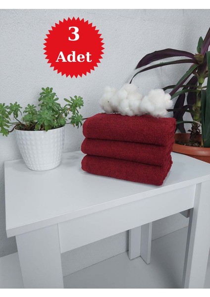 3'lü Bordo Pamuklu Berber Havlusu Kuaför Havlusu - 50x90 cm - Su Çekici ve Dayanıklı