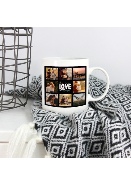 Kişiye Özel 16 Fotoğraflı Love Temalı Kupa Bardak HK5005