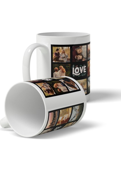 Kişiye Özel 16 Fotoğraflı Love Temalı Kupa Bardak HK5005 fiyatları