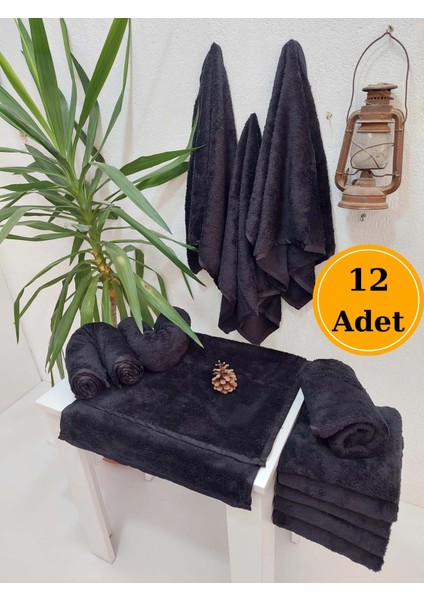 12'li Siyah Mikrofiber Boya Tutmayan Kuaför Havlusu Berber Havlusu - 50x90 cm - Leke ve Solmaya Dayanıklı