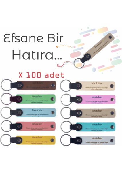 Kurumsal Açılış Kutlaması Için Isme Özel Deri Anahtarlık, 100' Lü Set, Unutulmaz ve Değerli Hatıra