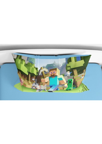 Minecraft 3D Dijital Baskılı Tek Kişilik Çarşafsız Nevresim Takımı Genç Nevresim Takımı