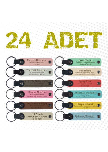 Yeni Dükkan Açılış Kutlamanız Için Markanıza Özel, 24' Lü Set, Hediyelik Hatıra Deri Anahtarlık