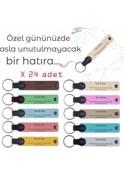 Yeni Dükkan Açılış Kutlamanız Için Markanıza Özel, 24' Lü Set, Hediyelik Hatıra Deri Anahtarlık fiyatları