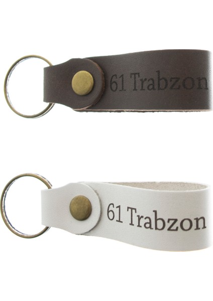 61 Trabzon Yazılı Ikili Set Deri Anahtarlık, Özel Günler Için En Iyi Hediye, Şehir Anahtarlığı