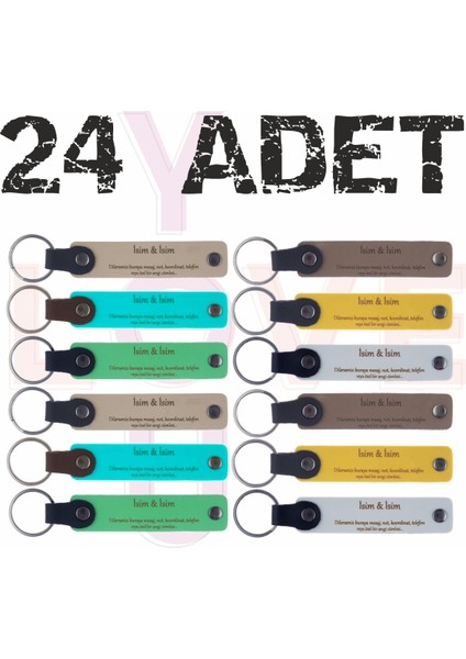 Babyshower Parti Hediyesi, 24'lü, Bebek ve Anne Ismine Özel Hatıra Deri Anahtarlık, Unutulmaz Anı