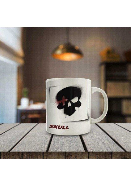 Sprey Efektli Skull - Kuru Kafa Hediyelik Kupa Bardak