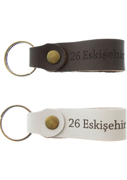 26 Eskişehir Yazılı Ikili Set Deri Anahtarlık, Özel Günler Için En Iyi Hediye, Şehir Anahtarlığı