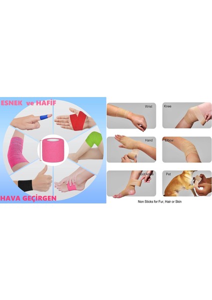 Koban Bandajı - Kendinden Yapışkanlı Bandaj - Coban Bandajı - Elastik Sargı Bandajı - Koban Bandajı 5cmx4.5 M.