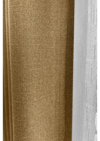 Hardal Şık Doğal Keten Fon Perde - Tek Kanat ve Bağlama Koluyla Beraber modelleri