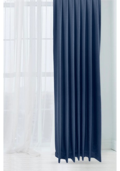 Lacivert Şık Doğal Keten Fon Perde - Tek Kanat ve Bağlama Koluyla Beraber fiyatları