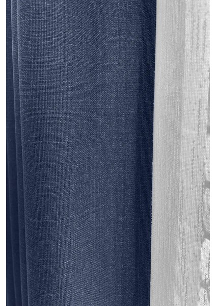 Lacivert Şık Doğal Keten Fon Perde - Tek Kanat ve Bağlama Koluyla Beraber modelleri