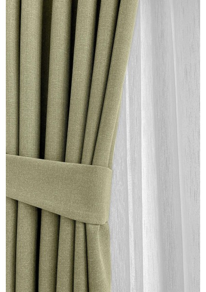 Çağla Şık Doğal Keten Fon Perde - Tek Kanat ve Bağlama Koluyla Beraber