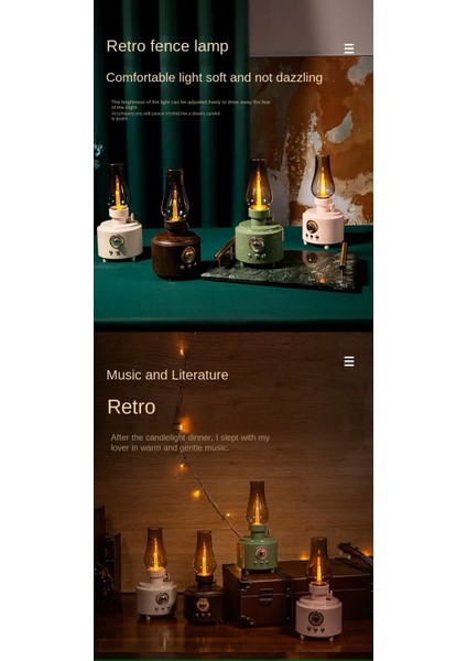 Nostaljik Retro Gaz Lambası Taşınabilir Bluetooth Hoparlör Çok Renkli USB Fm Radyo Aux Girişi modelleri