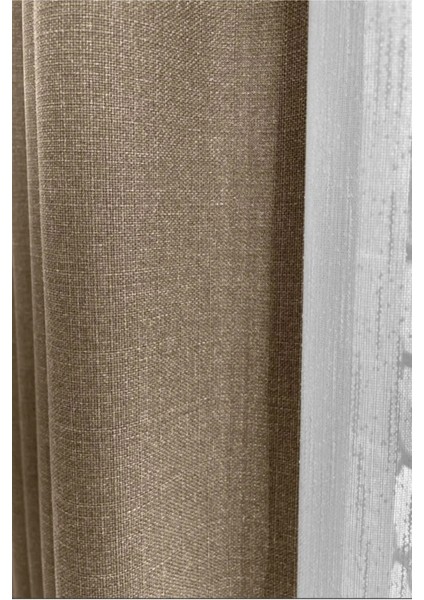 Bej Şık Doğal Keten Fon Perde - Sık Pileli Tek Kanat + Bağlama Kolu modelleri