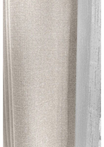 Krem Şık Doğal Keten Fon Perde - Tek Kanat ve Bağlama Koluyla Beraber modelleri