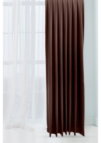 Kahverengi Şık Doğal Keten Fon Perde - Tek Kanat ve Bağlama Koluyla Beraber fiyatları