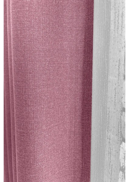 Gül Kurusu Şık Doğal Keten Fon Perde - Tek Kanat ve Bağlama Koluyla Beraber modelleri