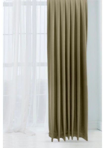 Haki Şık Doğal Keten Fon Perde - Tek Kanat ve Bağlama Koluyla Beraber fiyatları