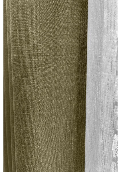 Haki Şık Doğal Keten Fon Perde - Tek Kanat ve Bağlama Koluyla Beraber modelleri