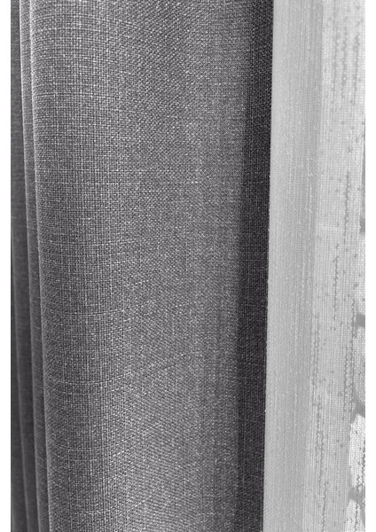Antrasit Şık Doğal Keten Fon Perde - Sık Pileli Tek Kanat + Bağlama Kolu modelleri