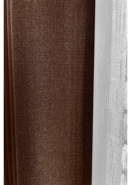 Sütlü Kahve Şık Doğal Keten Fon Perde - Tek Kanat ve Bağlama Koluyla Beraber modelleri