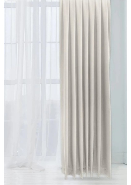 Krem Şık Doğal Keten Fon Perde - Tek Kanat ve Bağlama Koluyla Beraber fiyatları