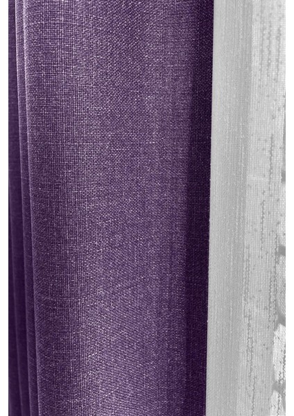 Mor Şık Doğal Keten Fon Perde - Tek Kanat ve Bağlama Koluyla Beraber modelleri