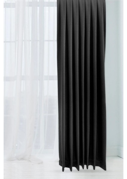 Siyah Şık Doğal Keten Fon Perde - Tek Kanat ve Bağlama Koluyla Beraber fiyatları