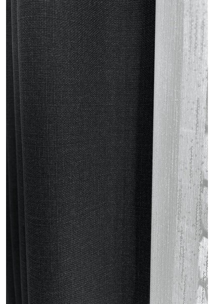 Siyah Şık Doğal Keten Fon Perde - Tek Kanat ve Bağlama Koluyla Beraber modelleri