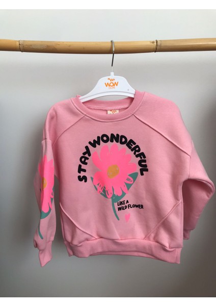 Kız Bebek ve Kız Çocuk Pembe Renkli Sweatshirt Modelleri Kız Çocuk Kazakları