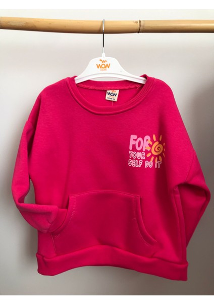Kız Çocuk Pembe Renkli Cepli Sweat Modeli Kız Çocuk Sweatshirt Modelleri indirimleri
