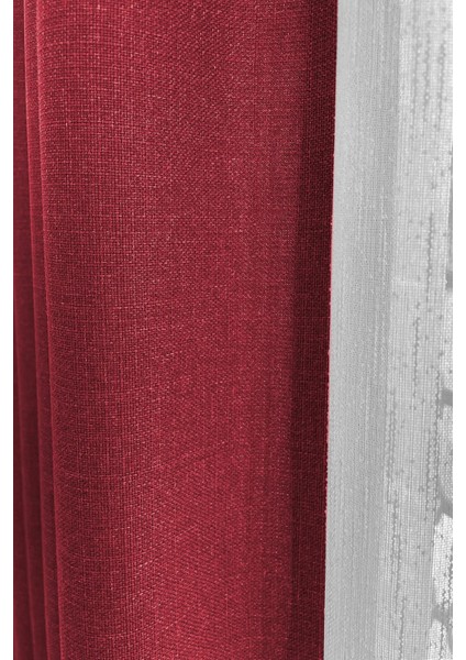 Bordo Şık Doğal Keten Fon Perde - Sık Pileli Tek Kanat + Bağlama Kolu modelleri