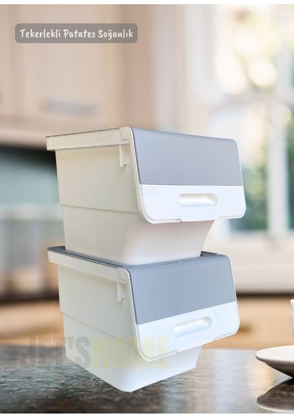 4’lü Tekerlekli Patateslik Soğanlık BPA Free Erzak Kutusu Sebzelik Oyuncaklık Gri 48 Lt fiyatları