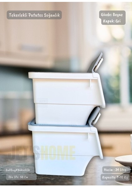 4’lü Tekerlekli Patateslik Soğanlık BPA Free Erzak Kutusu Sebzelik Oyuncaklık Gri 48 Lt fırsatları