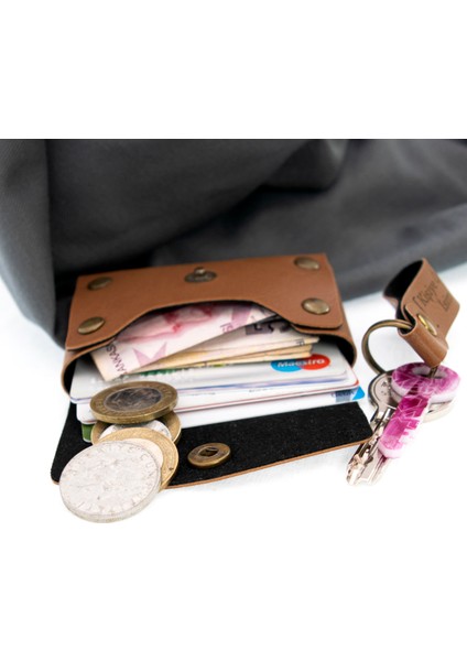 Kahve Renk Isme Özel Yüksek Kalite Bozuk Para Cüzdanı ve Anahtarlık Seti, Kişisel Aksesuar fırsatları